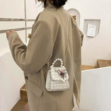 Sweet Vintage Shoulder Bag with Pearls Beading Handle