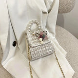 Sweet Vintage Shoulder Bag with Pearls Beading Handle