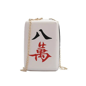 Ethnic Style Mahjong Printing Chain Shoulder Bag Pu Leather Messenger Bag