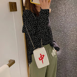 Ethnic Style Mahjong Printing Chain Shoulder Bag Pu Leather Messenger Bag
