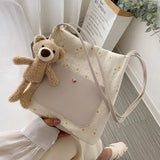 Shoulder Bags Floral College Bookbag Lace Bow Handbags