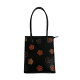 Flower Print Shoulder Bag Vintage Retro Large Capacity Student College PU