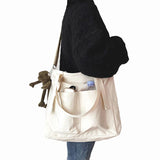 Canvas Student Shoulder Bag Waterproof Messenger Crossbody Bag
