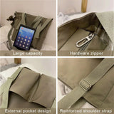 Canvas Student Shoulder Bag Waterproof Messenger Crossbody Bag
