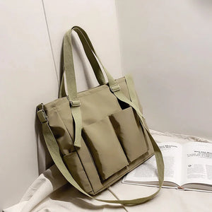 Canvas Student Shoulder Bag Waterproof Messenger Crossbody Bag