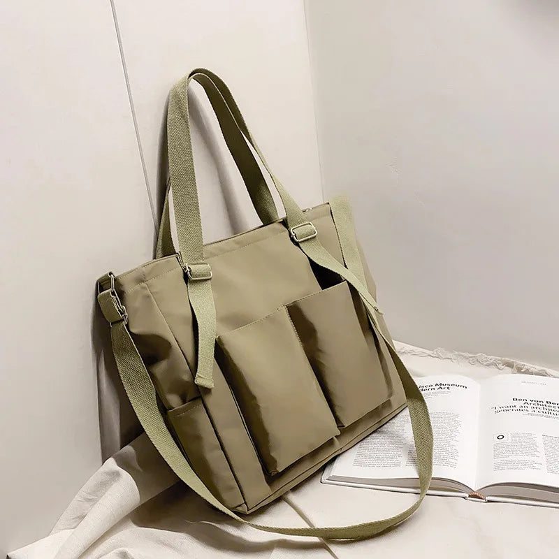 Canvas Student Shoulder Bag Waterproof Messenger Crossbody Bag