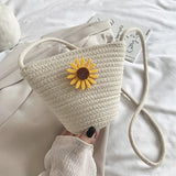 Summer Mini Daisy Beach Braided Shoulder Bag for Women