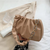 Soft Leather Handbag Purse Women Bag Folds Pu Leather Bag