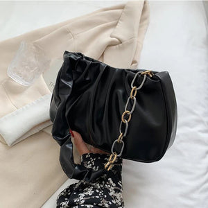 Soft Leather Handbag Purse Women Bag Folds Pu Leather Bag