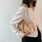 Soft Leather Handbag Purse Women Bag Folds Pu Leather Bag