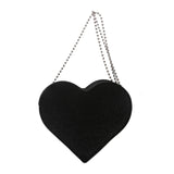 Medium Size Shoulder Bag Rhinestone Heart Handbag