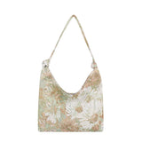 Oil Painting Flowers Print Canvas Shoulder Bag for Women