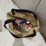 Canvas Shoulder Bag Large Capacity Tote Handbag for Students