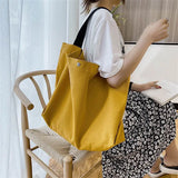 Canvas Shoulder Bag Large Capacity Tote Handbag for Students
