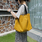 Canvas Shoulder Bag Large Capacity Tote Handbag for Students