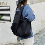 Canvas Shoulder Bag Large Capacity Tote Handbag for Students
