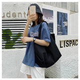 Canvas Shoulder Bag Large Capacity Tote Handbag for Students