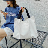 Canvas Shoulder Bag Large Capacity Tote Handbag for Students