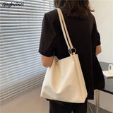 Large Capacity Solid Shoulder Bag PU Leather Office Ladies Tote