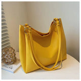 Large Capacity Solid Shoulder Bag PU Leather Office Ladies Tote