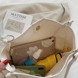 Large Capacity Solid Shoulder Bag PU Leather Office Ladies Tote