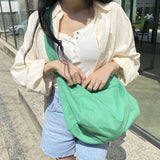 Canvas Shoulder Bag Women Casual Solid Messenger Bag