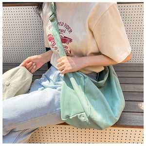 Canvas Shoulder Bag Women Casual Solid Messenger Bag
