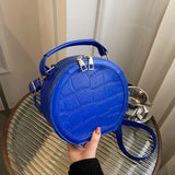 Mini Round Crossbody Bag for Women PU Leather