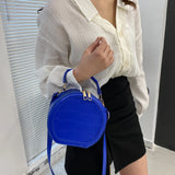 Mini Round Crossbody Bag for Women PU Leather