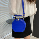 Mini Round Crossbody Bag for Women PU Leather