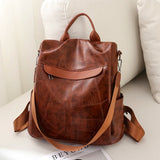 Vintage Leather Women Backpack College Girl Backpack