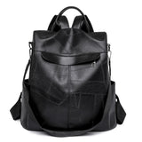 Vintage Leather Women Backpack College Girl Backpack