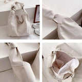 Canvas Shoulder Bag Women Minimalist Large Capacity Student Book Satchel