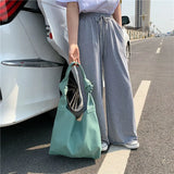 Canvas Shoulder Bag Women Minimalist Large Capacity Student Book Satchel