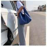 Canvas Shoulder Bag Women Minimalist Large Capacity Student Book Satchel