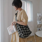 Plaid Shoulder Bag Casual Tote for Women Canvas All-match Style