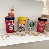 Shoulder Bags Popcorn Drink Bottle Cylinder Shaped Bag Messenger For Women