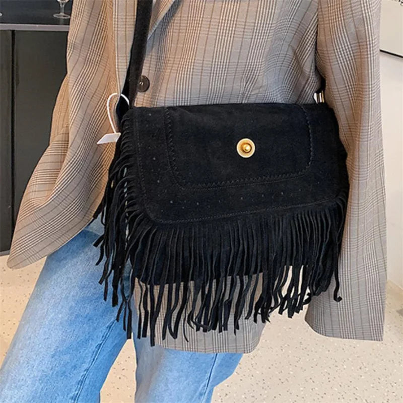Tassel Messenger Bag Women's Crossbody Bag Small Square Bag