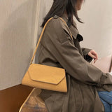 Vintage French Shoulder Bag Matte PU Office Ladies Handle-pouch