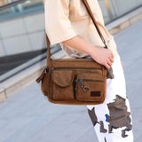 Canvas Shoulder Bag Large Capacity Vintage Cross-body Tote