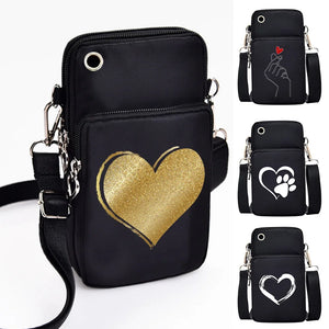 Waterproof Mobile Phone Bag Love Printing CrossBody Bag