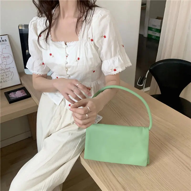 Shoulder Bags Women Accordion Pleated PU Leather Underarm for Female