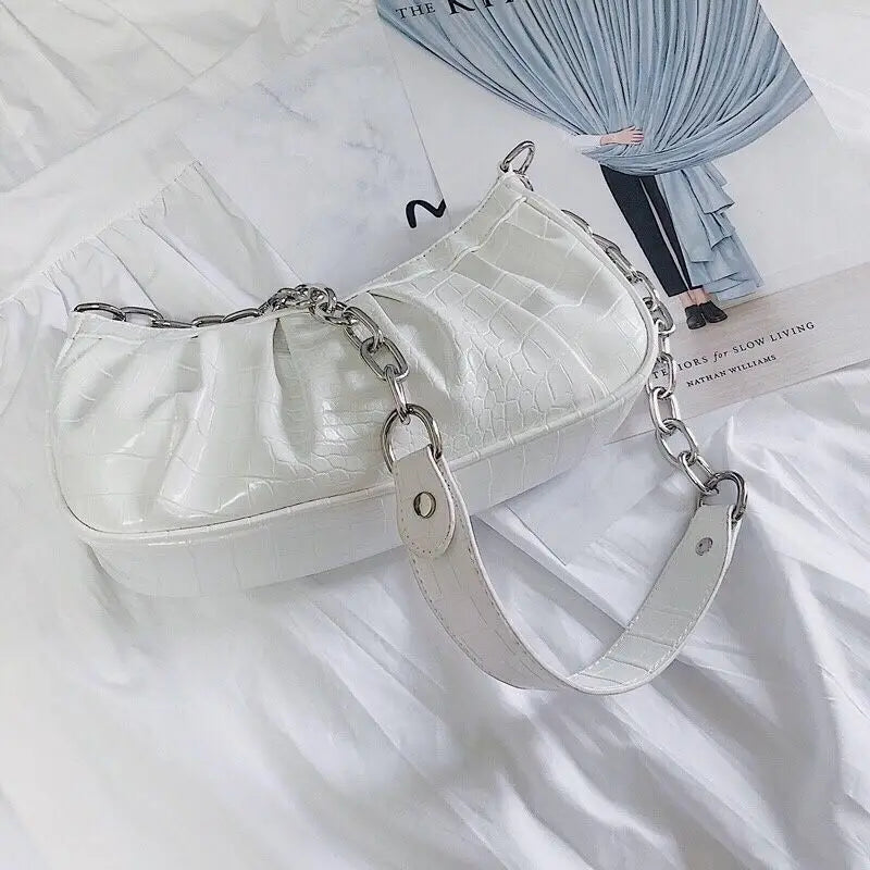 Shoulder Bags Women Underarm Zipper Pleated PopularHandbags Vintage Ladies