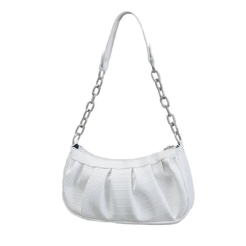 Shoulder Bags Women Underarm Zipper Pleated PopularHandbags Vintage Ladies