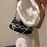 Shoulder Bags Women Bow PU Chain Mini Bag Zipper Shopping