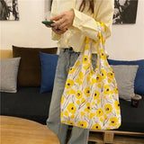 Canvas Floral Shoulder Bag Large Capacity Tote Eco Handbag Female Students