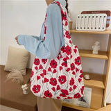 Canvas Floral Shoulder Bag Large Capacity Tote Eco Handbag Female Students