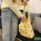 Canvas Floral Shoulder Bag Large Capacity Tote Eco Handbag Female Students