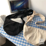 Women Canvas Hobos Tie Cross-body Shoulder Bag Solid Large Capacity