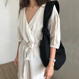 Canvas Hobos Tie Cross-body Bag for Women